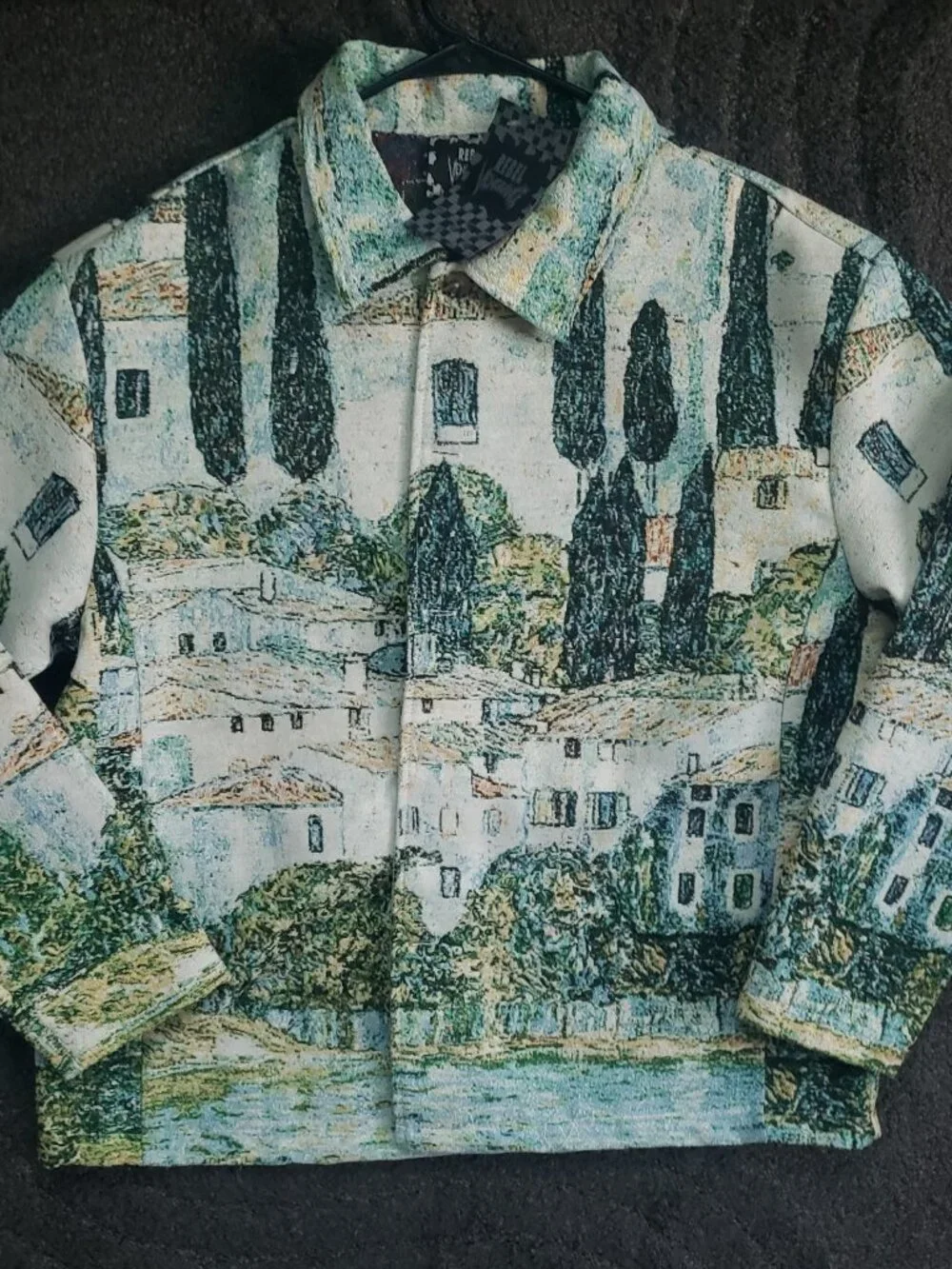 Rebel Vengeance Tapestry Jacket Mens M Multicolor Tapestry Scenic Landscape